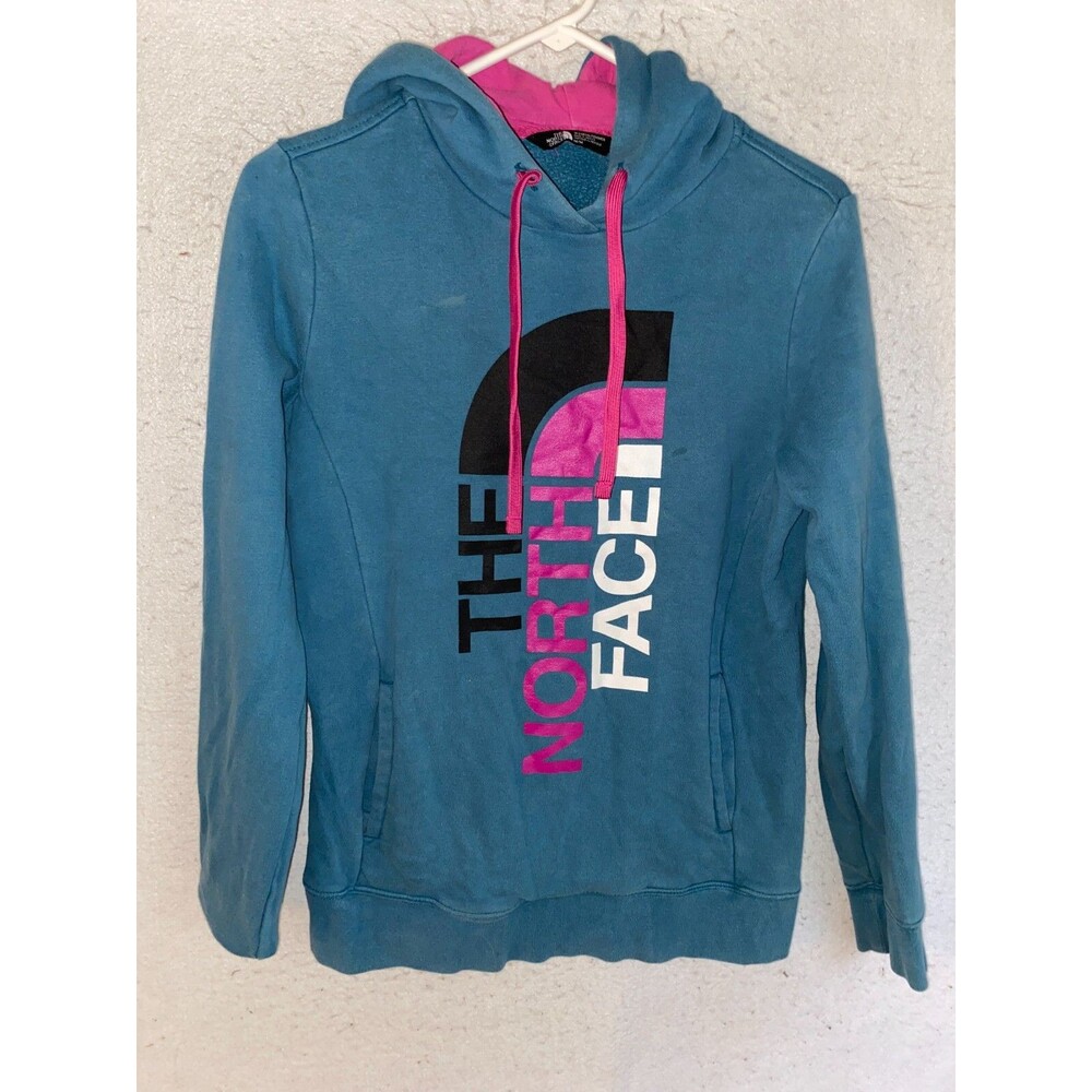 THE NORTH FACE Graphic Pullover Blue Hooded Sweatshirt Hoodie Women's Size M
